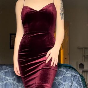 Lulus Red Velvet Open Back Bodycon Dress